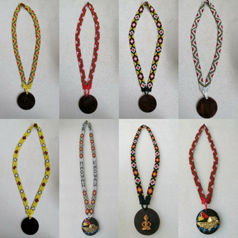 Manobo beaded leis with wood pendant/ tribal necklace with pendant ...