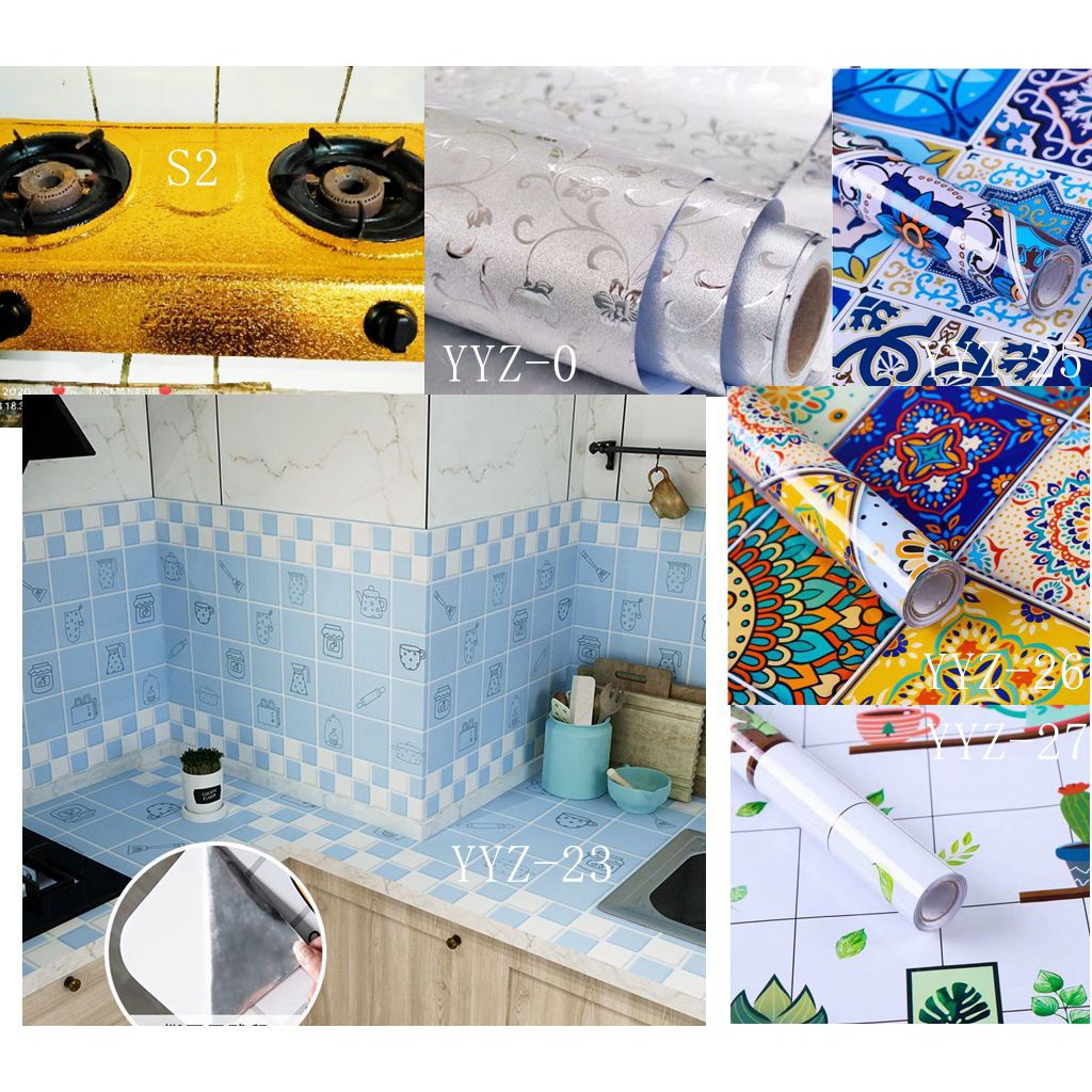 Kitchen Design Aluminum Foil Selfadhesive Wallpaper Waterproof Sticker