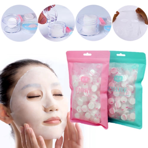 50/100pc Compressed Cotton Facial Face Mask Sheet Paper Natural Skin Care