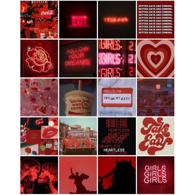 20pcs Red Aesthetic Stickers | Shopee Philippines