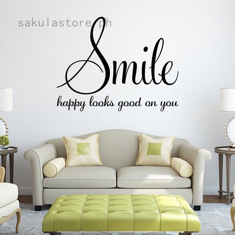 SMILE Quotes Wall Sticker Removable Vinyl Decals Mural Art Home Room