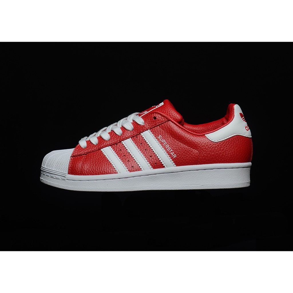 Avthentic Adidas Superstar Adidas clover shell-head litchi pattern red men's sports shoes | Shopee Philippines