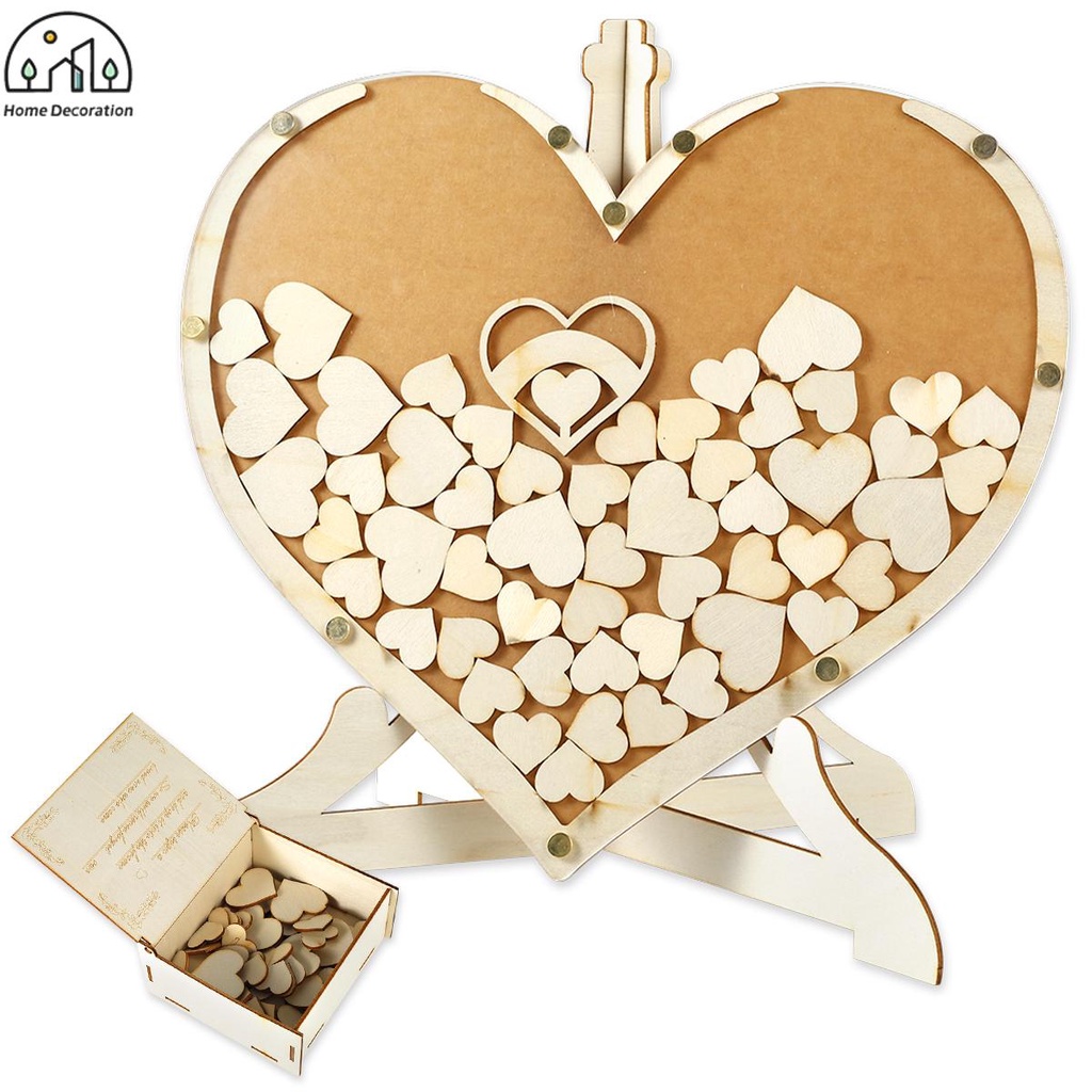 Wedding Guest Book Kit Wooden Heart Shape Guest Book Drop Box Romantic Wedding Party