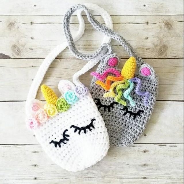 unicorn crochet purse