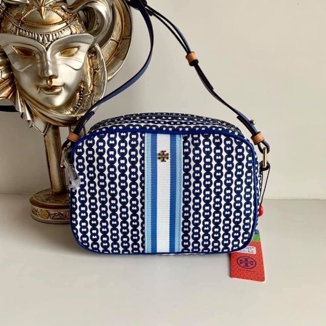 TORY BURCH GEMINI LINK CANVASS SLING BAG- BLUE | Shopee Philippines
