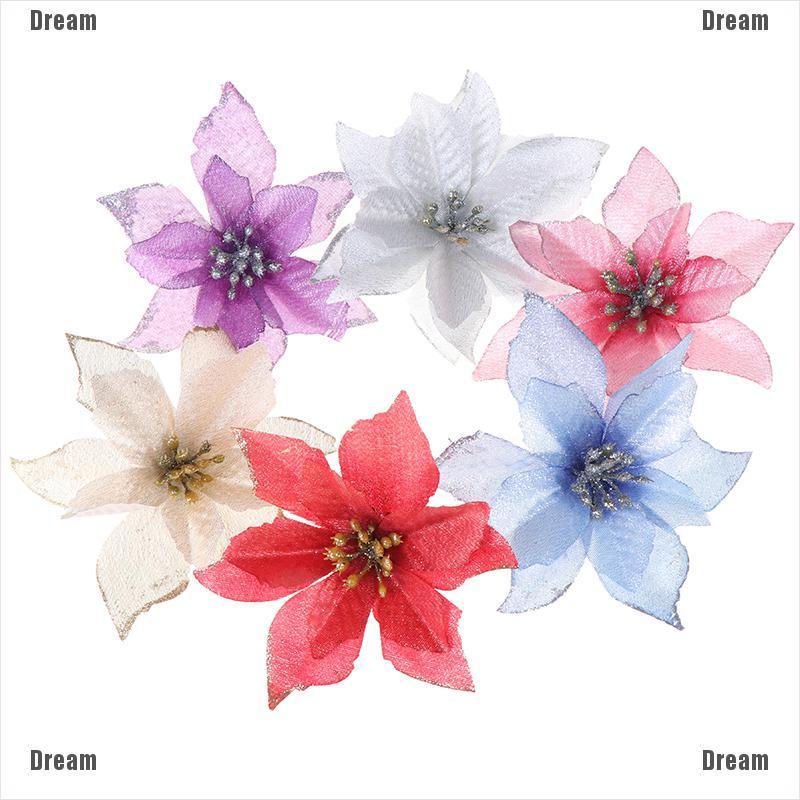 <Dream> 10pcs Artificial Flowers Christmas Tree Ornaments Wedding Party Decor Flowers