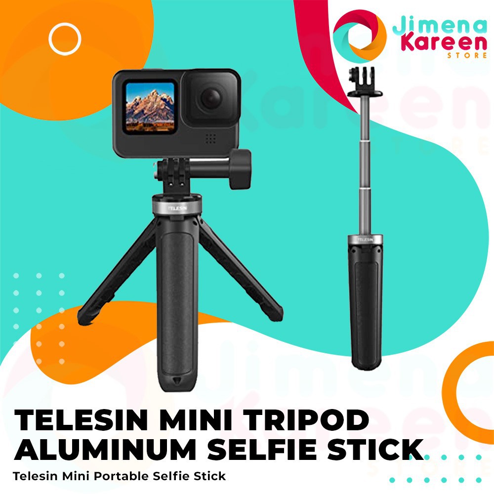 TELESIN Mini Selfie Stick Tripod for GoPro Max Hero 11 10 9 8 7 6 5 DJI