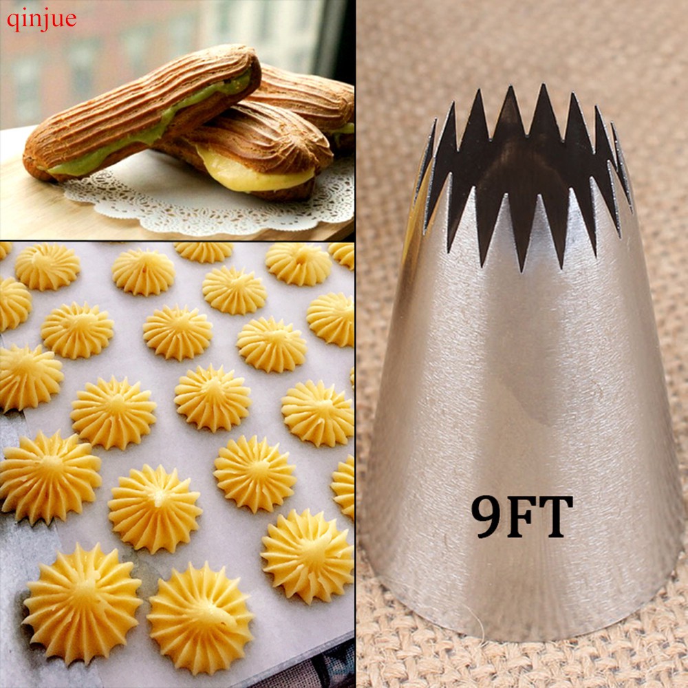 9FT Large Icing Piping Nozzles Russian Nozzles Pastry Tips Cookies Cake Decorating Tools Tips