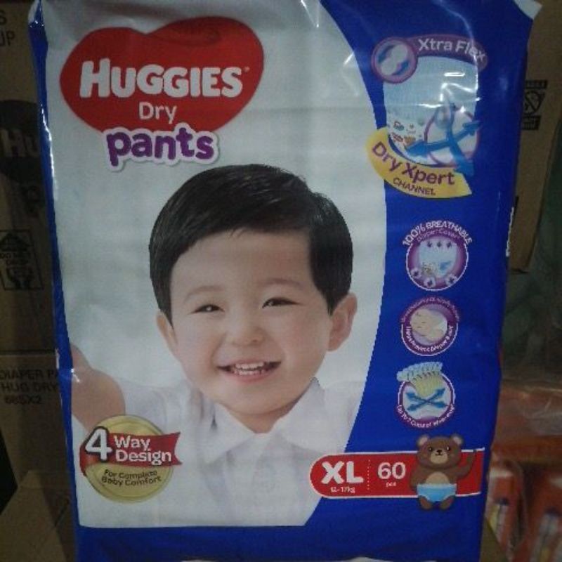 Huggies Diaper Dry Pants XL 60pcs (New Design) Shopee Philippines