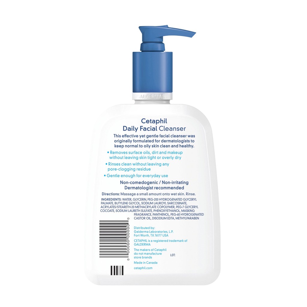 (U.S. Original) Cetaphil Daily Facial Cleanser, Face Wash For Normal to Oily Skin, 237ml -- 473ml Q