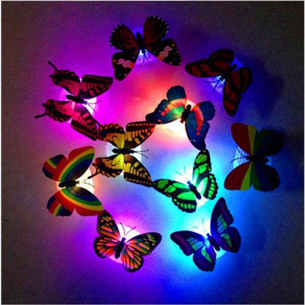 5PC  7 Colors Change 3D Butterfly LED Night Light Lamp Home #5