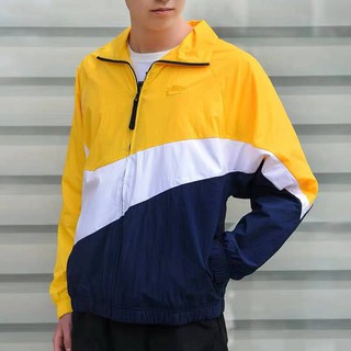 yellow and white nike windbreaker