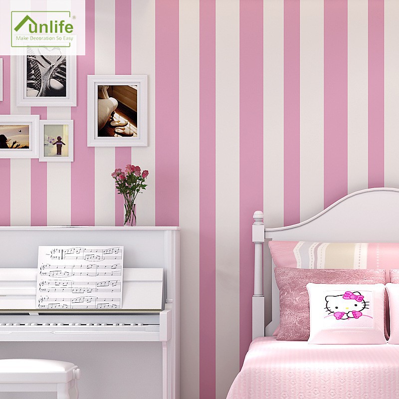 Self Adhesive Stripe Wallpaper Pink Wall Sticker Bedroom Living Room Decor  | Shopee Philippines