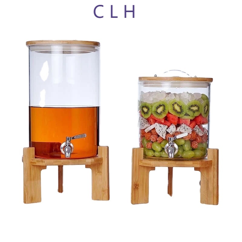 8L juice beverage glass jar dispenser with stand and faucet