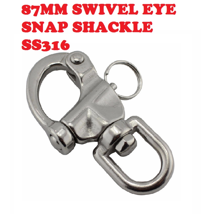 87mm Swivel Eye Snap Shackle SS316 Marine Grade Scuba Snap Bolt Spring ...