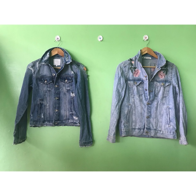 zara denim jacket green