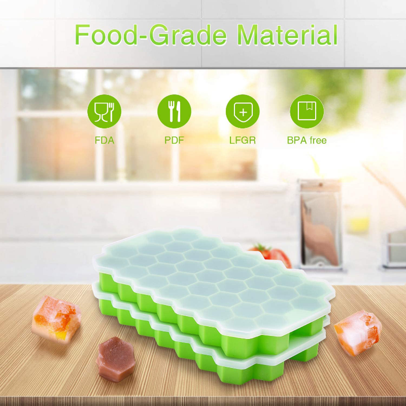 Honeycomb Ice Cube Trays with Removable Lids Silica Gel Ice Cube Mold BPA Free