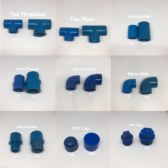 Pvc Fittings 1 2 And 3 4 Blue Pipe Fittings Shopee Philippines