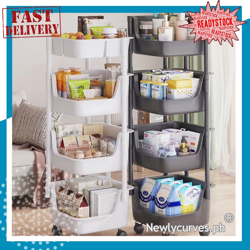 COD 4 layer Bath Rack Bathroom Shelves Rolling Trolley Kitchen