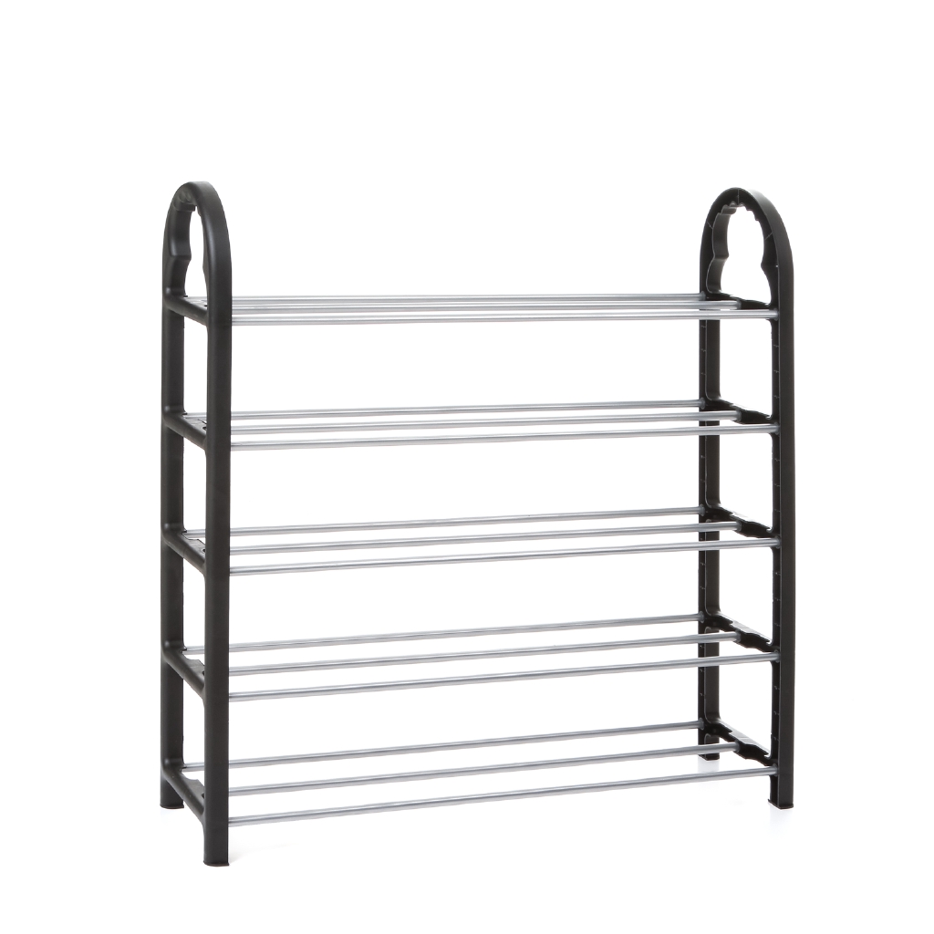 black metal shoe rack