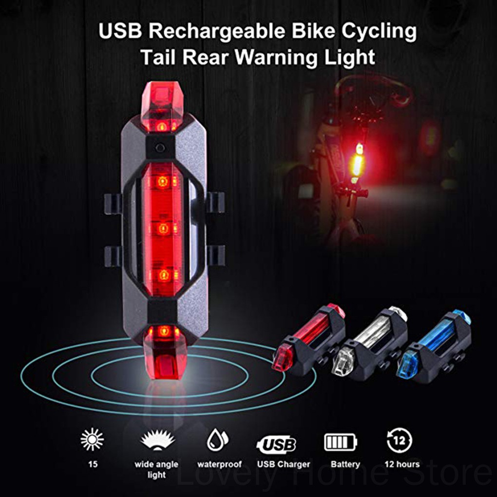 starnearby Battery Powered Waterproof 5 LED Bicycle Tail Light Bike Rear Warning Lamp