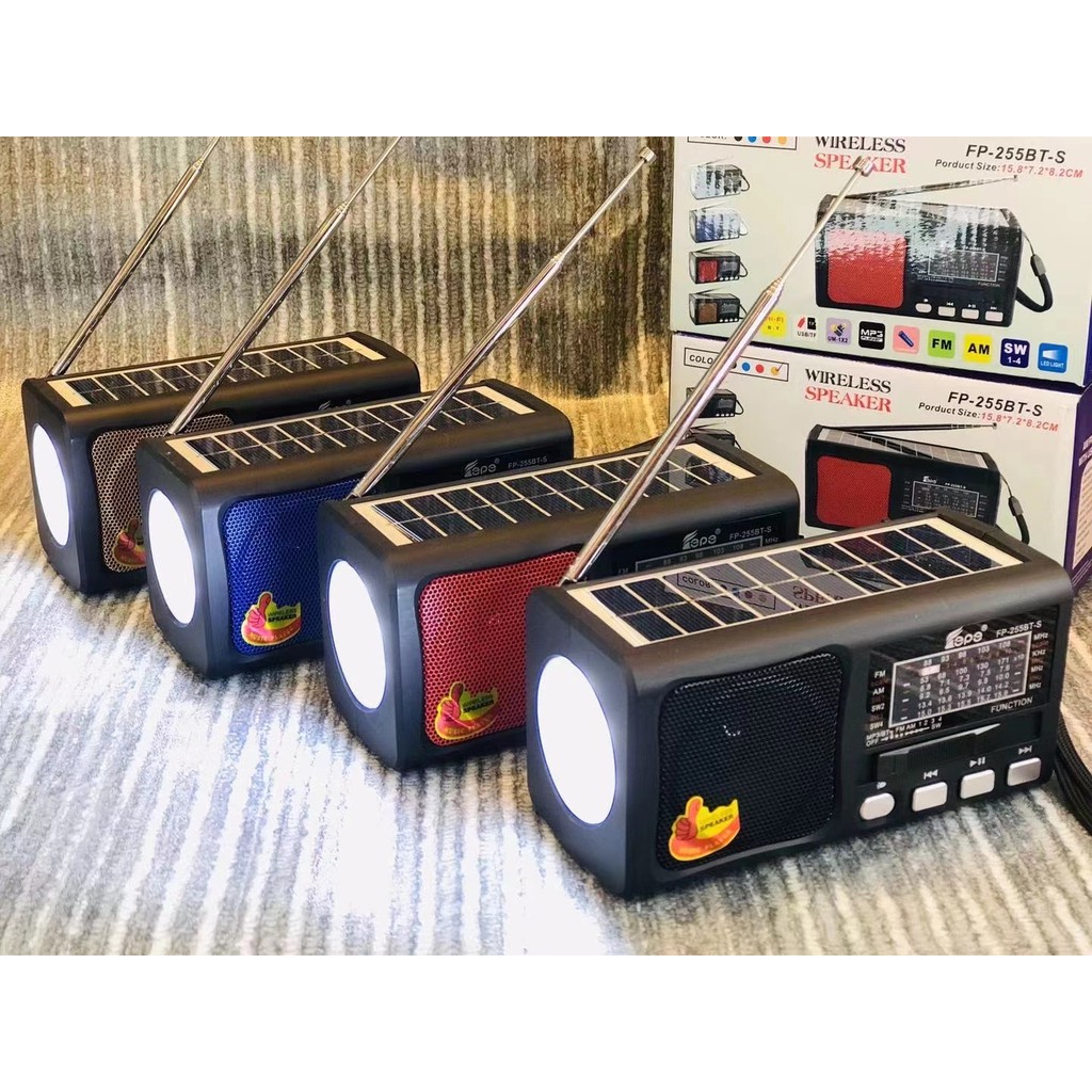 Solar Bluetooth AM/FM/SW 4 band Radio FP-255BT with USB/TF music player ...