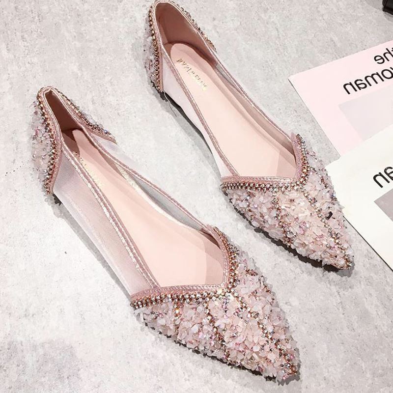ladies pink flat shoes