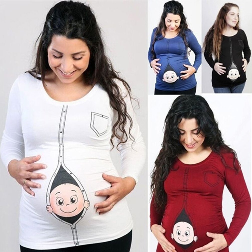 New Cute Pregnant Maternity Clothes Casual Pregnancy T Shirts with Baby  Peeking Out Funny Pregnant | Shopee Philippines