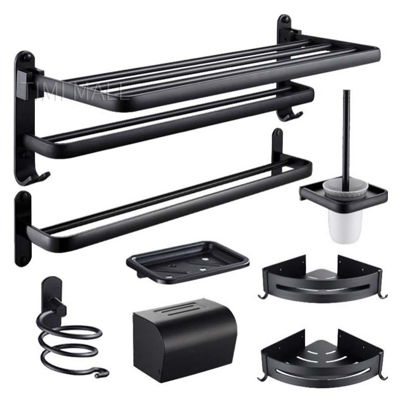 KONG Black Bathroom Accessories Set Bathroom Organizer Rack Bathroom