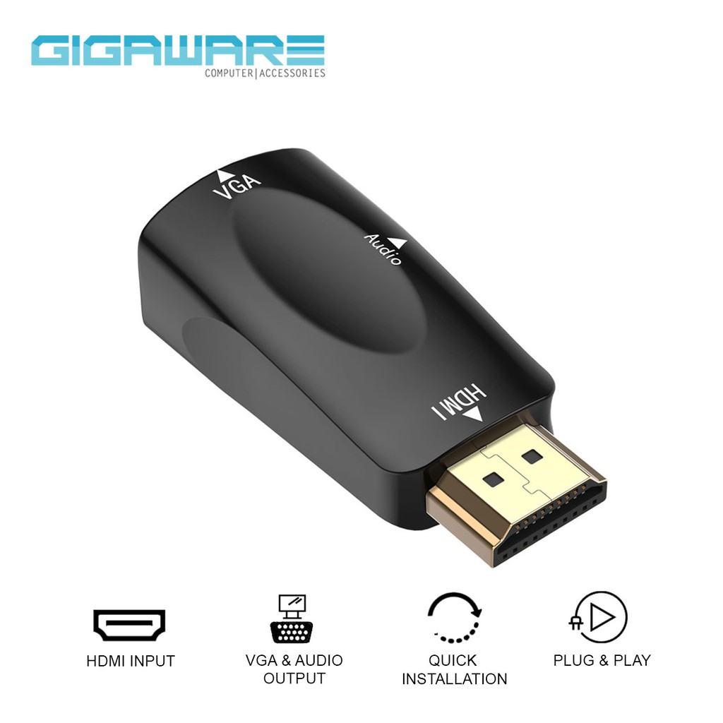 Gigaware HDMI Male to VGA Female Video Converter with Audio Output
