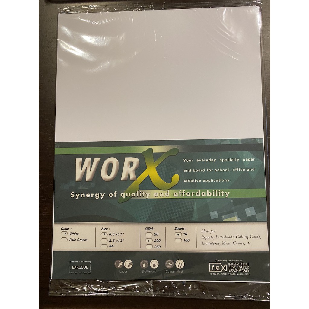 Worx Whit Vellum Board 10's 200gsm Shopee Philippines
