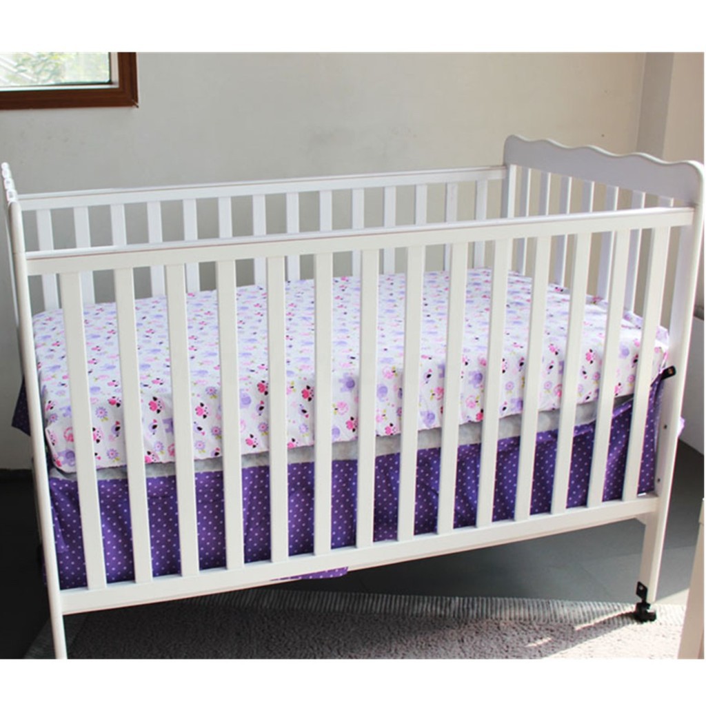 New Arrival Da 8pcs Baby Girls Purple Elephant Nursery Crib Cot