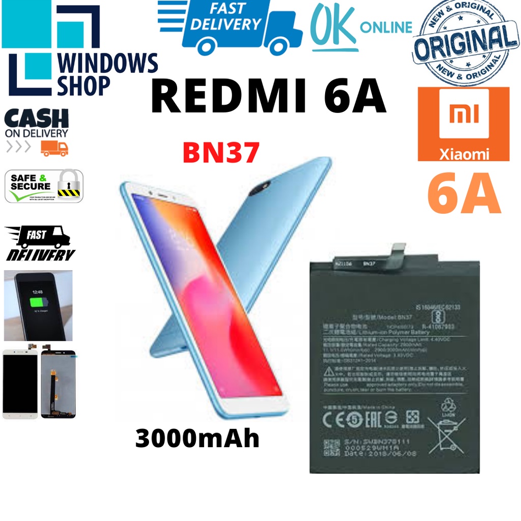 Redmi 6a Battery Model Bn37 Capacity 3000 Mah 3 85 V 4 4v Replacement With Best Quality Of Xiaomi Shopee Philippines