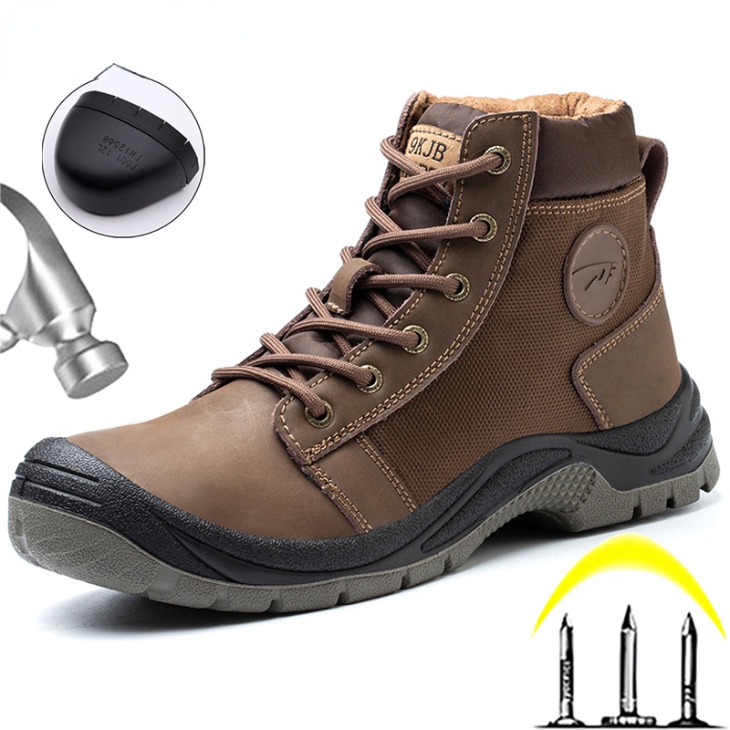 QINHUIZE High Quality Men Work Safety Boots Indestructible Shoes