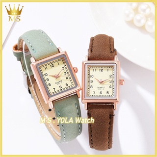 Vintage Small Square Dail Leather Watch Women Wristwatch Casual Fashion Relo
