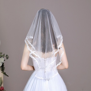 Bridal veil #Wedding veil 2T Elbow Veil,CUT EDGE White Ivory Crystal pearl veil 