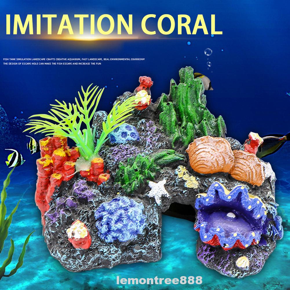 Aquarium Ornament Moss Coral Rock Stone Fish Tank Cave Home Landscape Decoration 