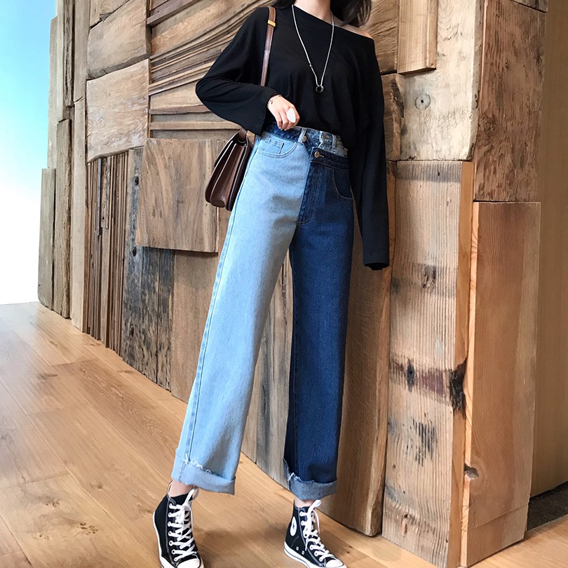 2 different color jeans