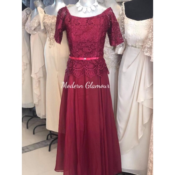 maroon gown for ninang