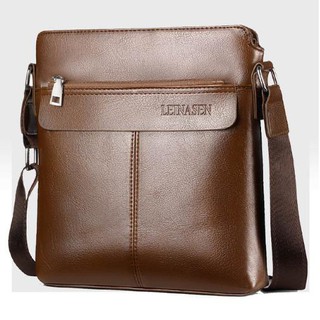 Men's Shoulder Bag Vintage Leather Briefcase Messenger Bags Business Handbags 18701 (Brown)
