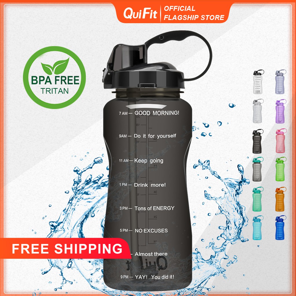 QuiFit 2.0L/64OZ Gallon Sport Water Bottle with Drinking Straw and