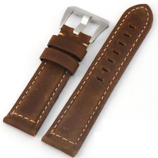 20mm 22mm 24mm 26mm Watch Band Vintage Calf Leather Band Strap Brushed Steel Buckle for Panerai Radi #1