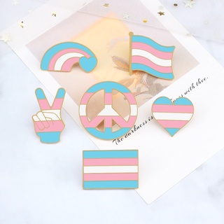LGBT Trans Pride Enamel Pin Rainbow Flag Transgender Brooch Transsexual Heart Peace and Love Symbol #3