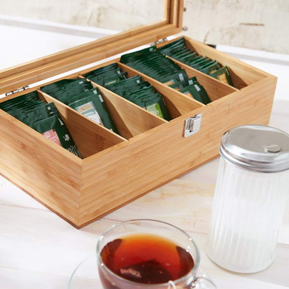 LT02Multifunctional Tea Bag Storage Box Bamboo System Tea Bag Jewelry