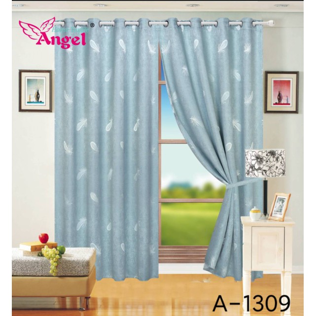 Feather Print semi-blackout curtains a-1309