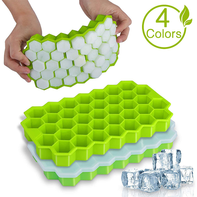 Honeycomb Ice Cube Trays with Removable Lids Silica Gel Ice Cube Mold BPA Free