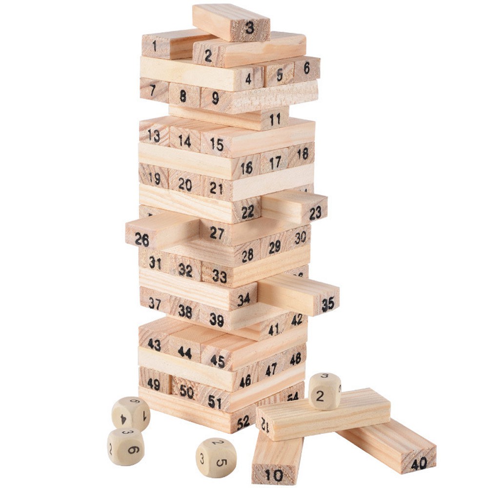 Wooden Stacking Board Math Games Tumble Tower Building Blocks 54 Pcs Educational | Shopee Philippines