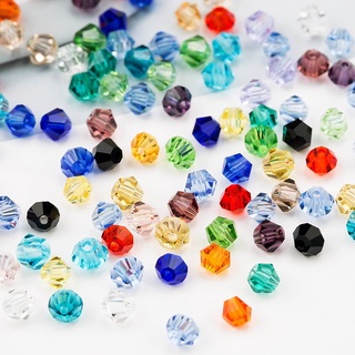 4mm 100pcs Bicone Crystal Beads Loose Spacer Bead for Diy Colorful Faceted Crystal Beads