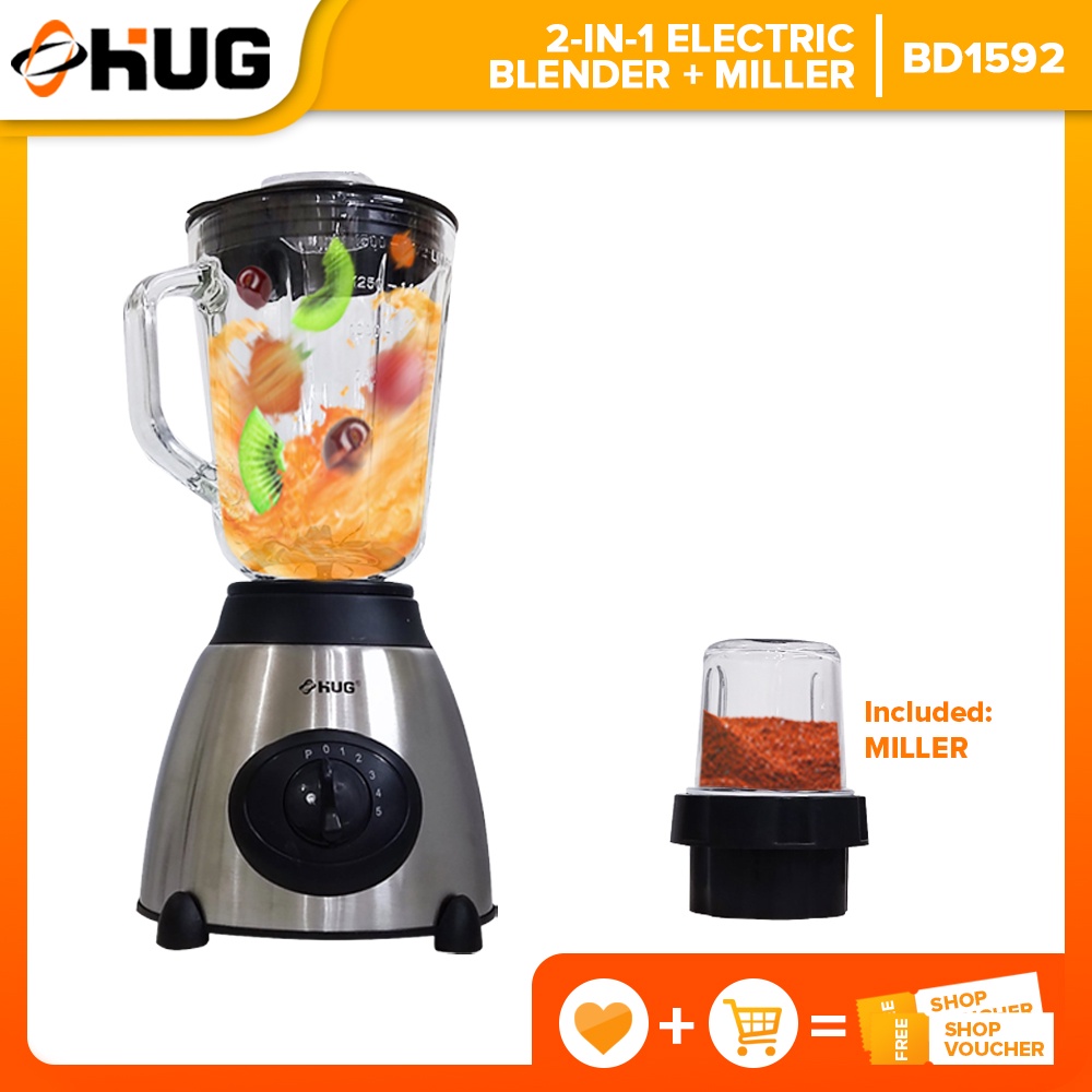 Hug 2In1 Heavy Duty 1.5L Electric Blender + Miller Fruit Juicer High Power Bd1592 Shopee