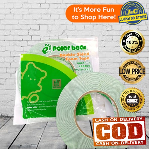 Polar Bear Double Sided Foam Tape 5 Meters Double Sided Tape 12mm 18mm 24mm Dst Adhesive Shopee Philippines